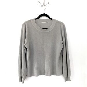 Grey Balloon Sleeve Lightweight Sweater